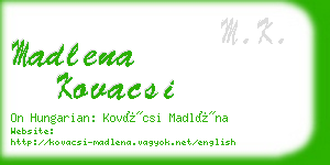 madlena kovacsi business card